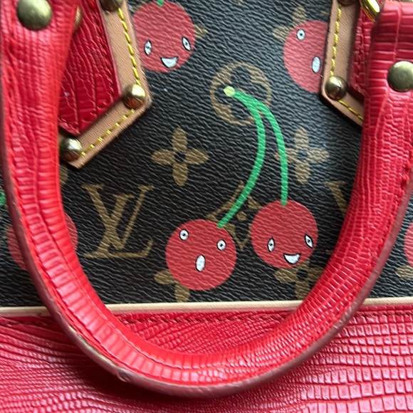 Handbags - red  Cherry bag, red cherry bag with brown and beige details